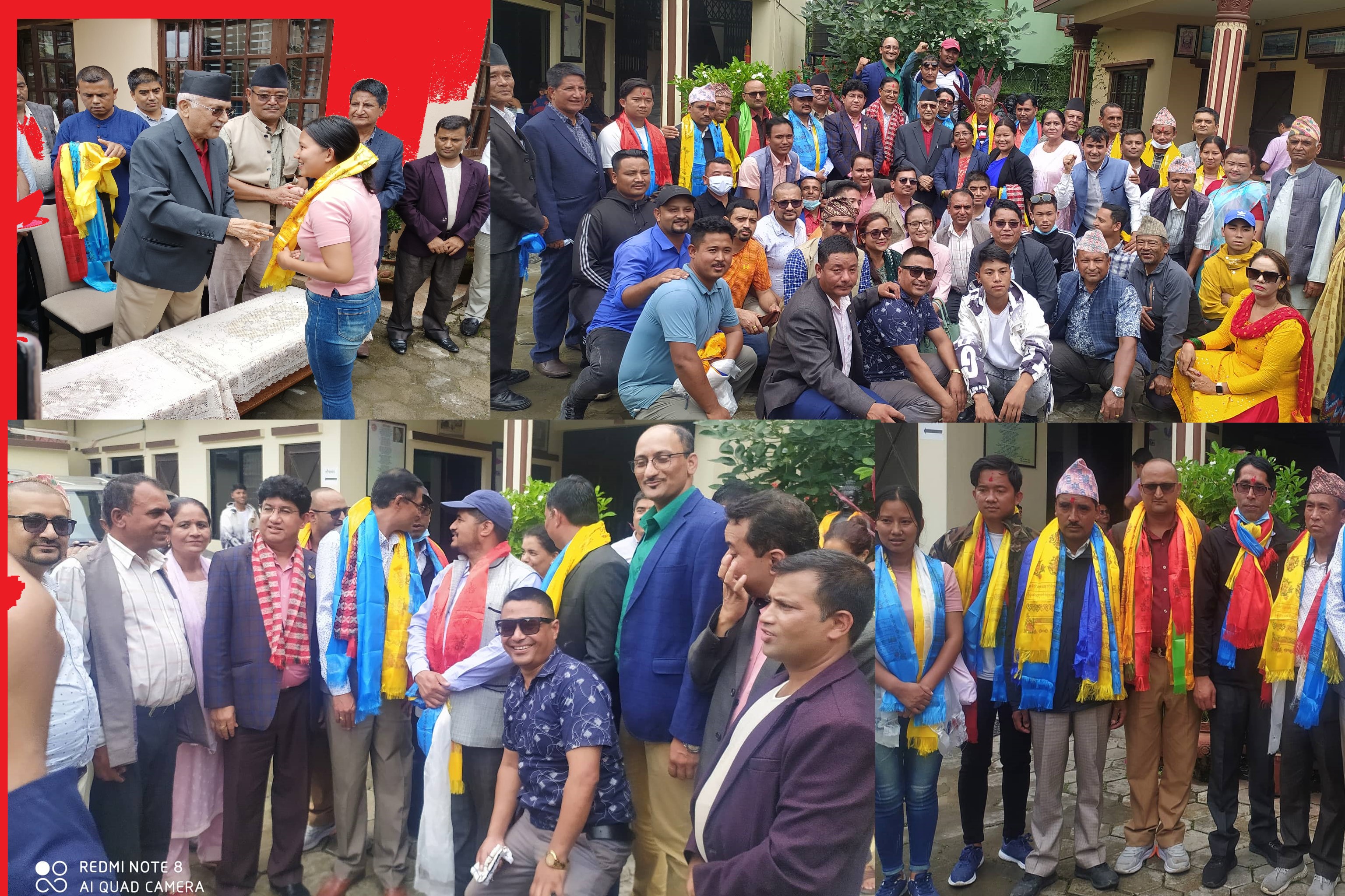 रसुवामा विभिन्न पार्टी परित्याग गर्दै नेकपा एमालेमा प्रवेश, अध्यक्ष ओलीद्वारा टीका लगाइ पार्टीमा स्वागत