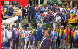 रसुवामा विभिन्न पार्टी परित्याग गर्दै नेकपा एमालेमा प्रवेश, अध्यक्ष ओलीद्वारा टीका लगाइ पार्टीमा स्वागत